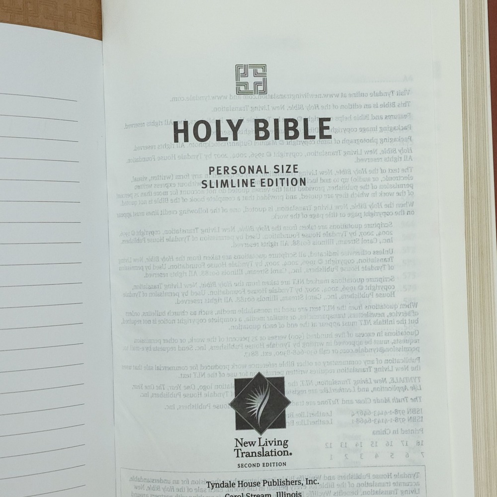 Tyndale NLT Holy Bible Personal Size Slimline Edition TuTone Brown 9781414364674 - Picture 6 of 6
